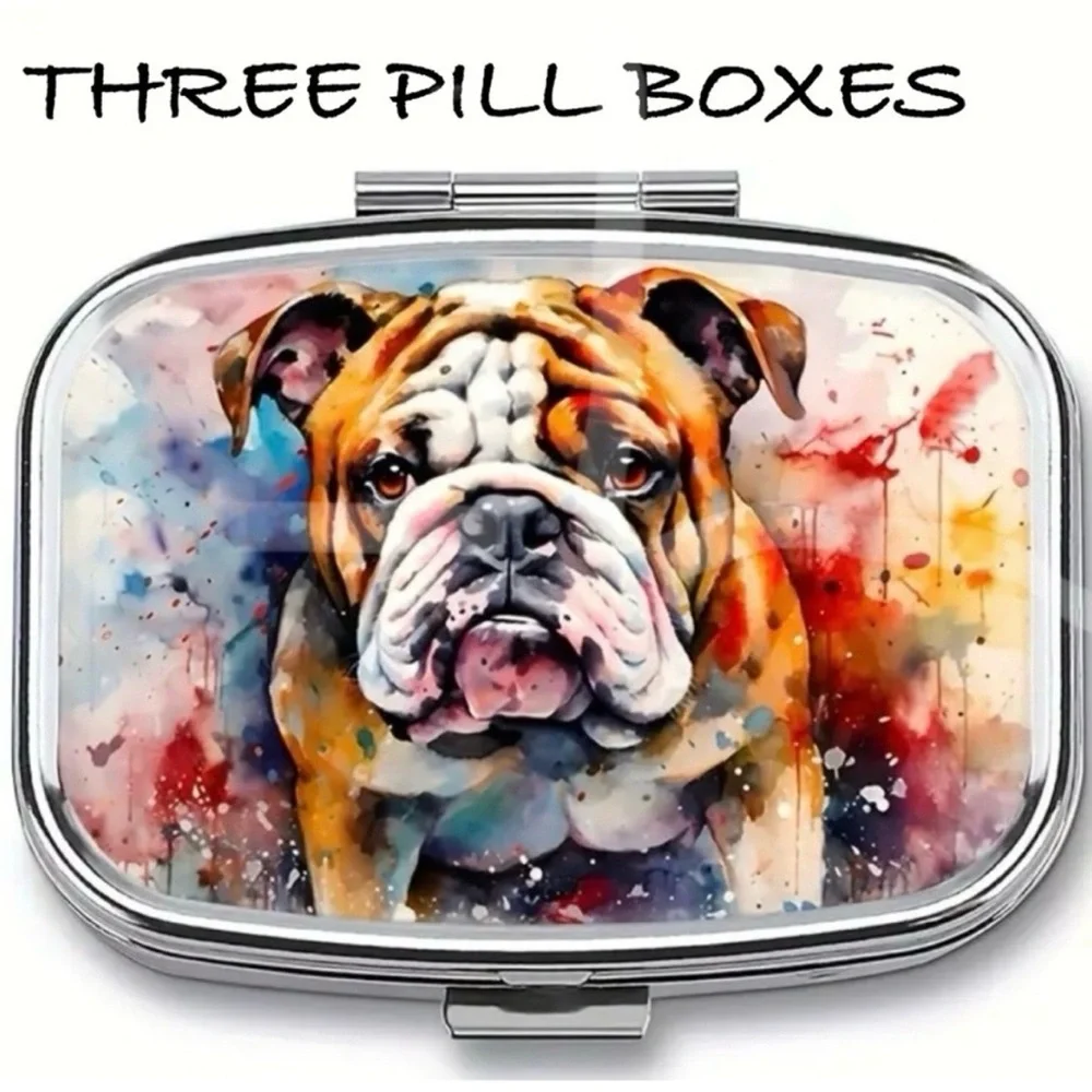 Pill Organizer with Mirror Interior featuring cute Dog design (3 per order)